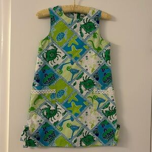 Lilly Pulitzer green and turquoise girls’ shift dress, size 10